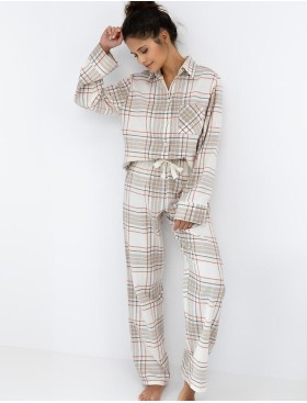 Фланелевая пижама с брюками Sensis ADALYN, Цвет: бежевый, Размеры: M, изображение 4