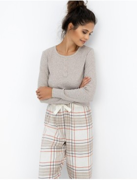 Пижама с фланеневыми брюками Sensis ANGELINA, Цвет: бежевый, Размеры: M
