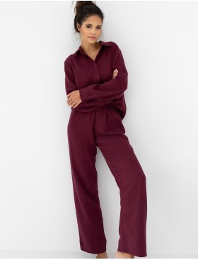 Пижама из хлопкового муслина Sensis COLETTE, Цвет: бордовый, Размеры: M, изображение 4