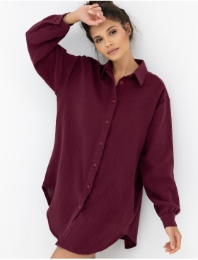 Рубашка-халат из муслина Sensis IVORY, Цвет: бордовый, Размеры: S/M