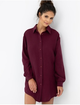 Рубашка-халат из муслина Sensis IVORY, Цвет: бордовый, Размеры: S/M, изображение 2