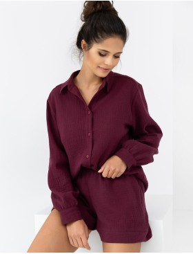 Комплект из хлопкового муслина Sensis IVORY, Цвет: бордовый, Размеры: M