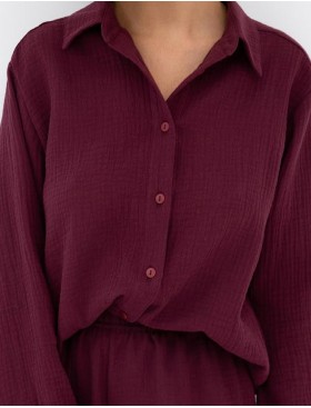 Комплект из хлопкового муслина Sensis IVORY, Цвет: бордовый, Размеры: M, изображение 3