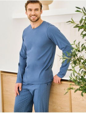 Пижама мужская со штанами Taro 3474 LORENZO джинс, Цвет: джинс, Размеры: L