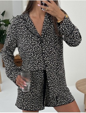 Пижама женская с шортами из вискозы Aruelle LEONA, Цвет: леопард, Размеры: XL, изображение 3