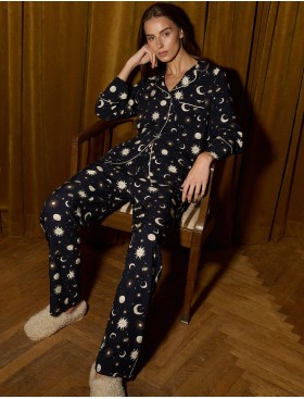 Женская пижама с брюками Aruelle VENUS, Цвет: тёмно-синий/кремовый, Размеры: S, изображение 3