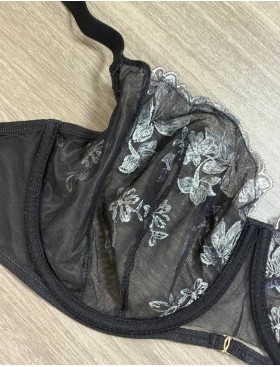 Бюстгальтер балконет мягкий Kinga FLOWER CHICK 1161-SC черный с синим, Цвет: черный+синий, Размеры: 70F, изображение 7