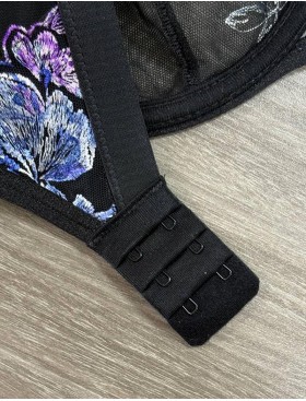 Бюстгальтер балконет мягкий Kinga FLOWER CHICK 1161-SC черный с синим, Цвет: черный+синий, Размеры: 70F, изображение 8