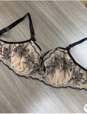 Бюстгальтер с мягкой чашкой Kinga GYPSY FLOWER 1162-SC бежевый с черным, Цвет: бежевый+черный, Размеры: 80E, изображение 4