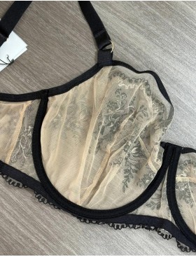 Бюстгальтер с мягкой чашкой Kinga GYPSY FLOWER 1162-SC бежевый с черным, Цвет: бежевый+черный, Размеры: 80E, изображение 6