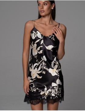 Короткая шёлковая сорочка Mia-Amore ARABEL 4770, Цвет: черный, Размеры: 4XL