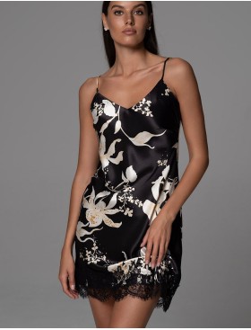 Короткая шёлковая сорочка Mia-Amore ARABEL 4770, Цвет: черный, Размеры: 4XL, изображение 4