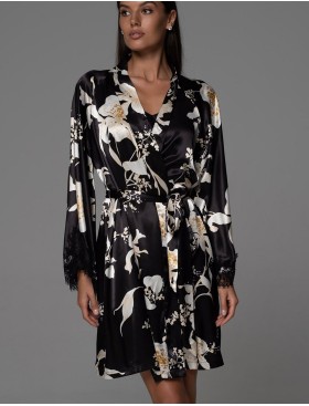 Короткий запашной халат Mia-Amore ARABEL 4773, Цвет: черный, Размеры: 2XL/3XL, изображение 3