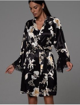 Короткий запашной халат Mia-Amore ARABEL 4773, Цвет: черный, Размеры: 2XL/3XL