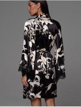 Короткий запашной халат Mia-Amore ARABEL 4773, Цвет: черный, Размеры: 2XL/3XL, изображение 2