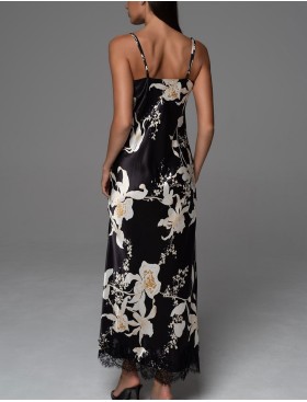 Длинная шёлковая сорочка Mia-Amore ARABEL 4774, Цвет: черный, Размеры: 2XL, изображение 2