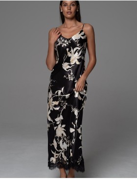 Длинная шёлковая сорочка Mia-Amore ARABEL 4774, Цвет: черный, Размеры: 2XL, изображение 3