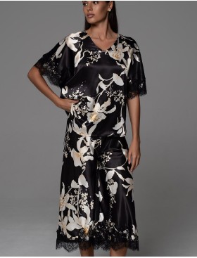 Шёлковая пижама Mia-Amore ARABEL 4775, Цвет: черный, Размеры: 2XL, изображение 3