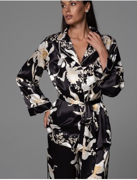 Шёлковая классическая пижама Mia-Amore ARABEL 4777, Цвет: черный, Размеры: 2XL