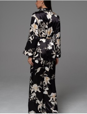 Шёлковая классическая пижама Mia-Amore ARABEL 4777, Цвет: черный, Размеры: 2XL, изображение 3