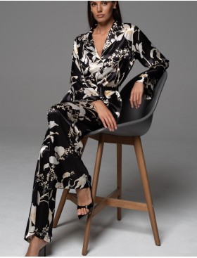 Шёлковая классическая пижама Mia-Amore ARABEL 4777, Цвет: черный, Размеры: 2XL, изображение 4