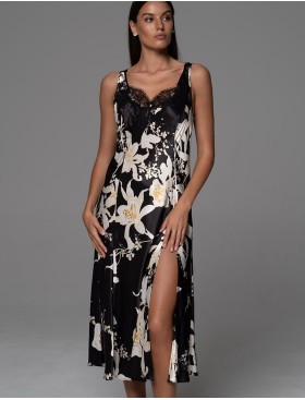 Шёлковая сорочка с рельефами Mia-Amore ARABEL 4778, Цвет: черный, Размеры: 3XL