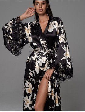 Длинный запашной халат Mia-Amore ARABEL 4779, Цвет: черный, Размеры: 2XL/3XL