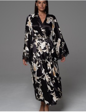 Длинный запашной халат Mia-Amore ARABEL 4779, Цвет: черный, Размеры: 2XL/3XL, изображение 2