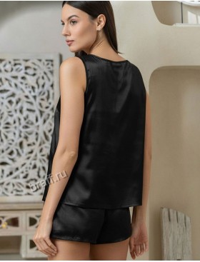 Атласная пижама шорты и майка Mia-Mella JULIA 8739 черный, Цвет: черный, Размеры: S, изображение 2