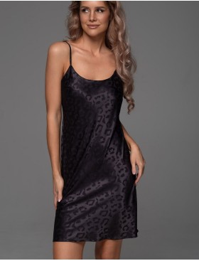 Короткая жаккардовая сорочка Mia-Amore LEONA 2230 чёрный, Цвет: черный, Размеры: 2XL