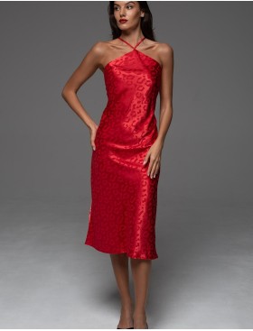 Атласная жаккардовая сорочка Mia-Amore LEONA 2231 красный, Цвет: красный, Размеры: 2XL, изображение 3