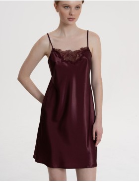 Короткая шёлковая сорочка Mia-Amore LILIROSE 4590 винный, Цвет: винный, Размеры: 3XL