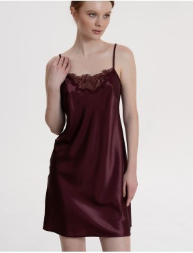 Короткая шёлковая сорочка Mia-Amore LILIROSE 4590 винный, Цвет: винный, Размеры: 3XL, изображение 4