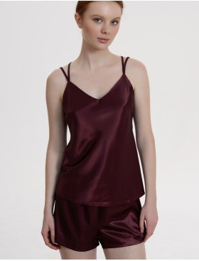 Шёлковая пижама с шортами Mia-Amore LILIROSE 4592 винный, Цвет: винный, Размеры: 2XL, изображение 2