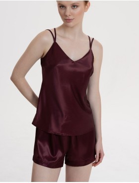 Шёлковая пижама с шортами Mia-Amore LILIROSE 4592 винный, Цвет: винный, Размеры: 2XL, изображение 3