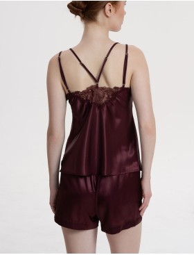 Шёлковая пижама с шортами Mia-Amore LILIROSE 4592 винный, Цвет: винный, Размеры: 2XL