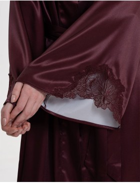 Короткий шёлковый халат Mia-Amore LILIROSE 4593 винный, Цвет: винный, Размеры: 2XL/3XL, изображение 4