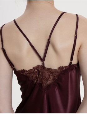 Длинная шёлковая сорочка Mia-Amore LILIROSE 4594 винный, Цвет: винный, Размеры: 2XL, изображение 4