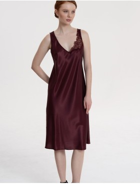 Шёлковая ночная сорочка Mia-Amore LILIROSE 4595 винный, Цвет: винный, Размеры: L