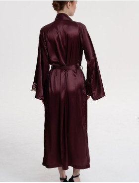 Длинный шёлковый халат Mia-Amore LILIROSE 4599 винный, Цвет: винный, Размеры: 2XL/3XL, изображение 2