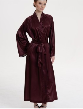 Длинный шёлковый халат Mia-Amore LILIROSE 4599 винный, Цвет: винный, Размеры: 2XL/3XL, изображение 3