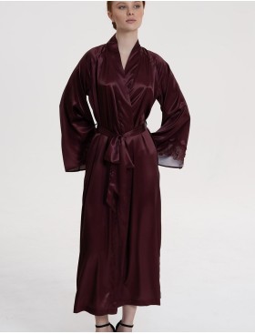 Длинный шёлковый халат Mia-Amore LILIROSE 4599 винный, Цвет: винный, Размеры: 2XL/3XL, изображение 4