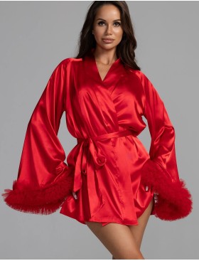 Атласный комплект топ+шорты+халат Mia-Amore LOLI 2312 красный, Цвет: красный, Размеры: 2XL, изображение 2