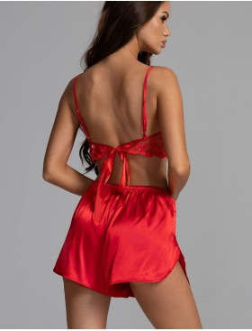 Атласный комплект топ+шорты+халат Mia-Amore LOLI 2312 красный, Цвет: красный, Размеры: 2XL, изображение 4