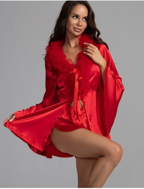 Атласный пеньюар с топом и шортами Mia-Amore LOLI 2315 красный, Цвет: красный, Размеры: 2XL