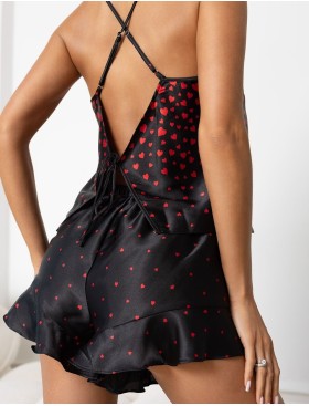 Атласная пижама с воланами Mia-Amore NOEMI 2322, Цвет: черный, Размеры: XL, изображение 2