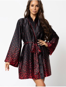 Короткий атласный халат Mia-Amore NOEMI 2323, Цвет: черный, Размеры: S/M