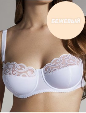 Бюстгальтер балконет с кружевом Misstyle 4124 бежевый, Цвет: бежевый, Размеры: 85B