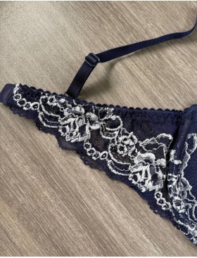 Бюстгальтер балконет пуш-ап биколор Simona M 870 синий-серебро, Цвет: синий-серебро, Размеры: 80E, изображение 6