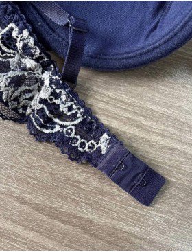 Бюстгальтер балконет пуш-ап биколор Simona M 870 синий-серебро, Цвет: синий-серебро, Размеры: 80E, изображение 7